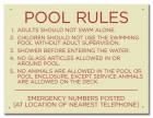 North Carolina Pool Rules and Emergency Phone Sign