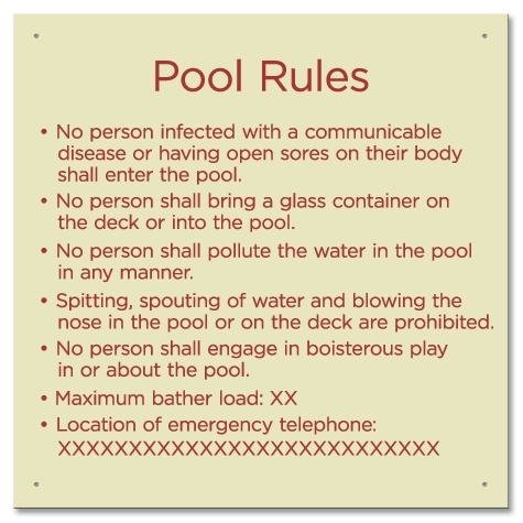Ontario Canada Pool Rules Sign