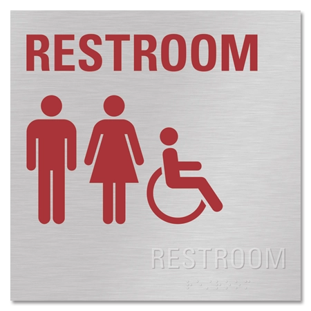 Restroom Sign w/Unisex & ISA Symbols