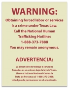 Texas Bilingual Human Trafficking Notice - Acrylic