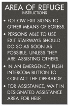 Area of Refuge Instructions Sign