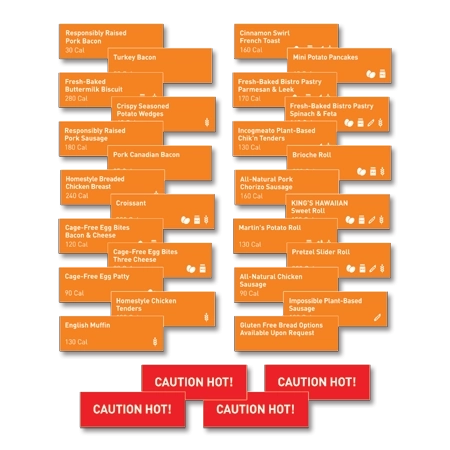 Breakfast Label Magnets - Orange & Red, Pack of 30English Version