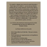 California Code - Human Trafficking Notice - (Hilton Select) Spanish Version