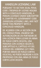 Handgun Licensing Law Sign (30.06) - Concealed