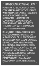 Handgun Licensing Law Sign (30.07) - Open Carry