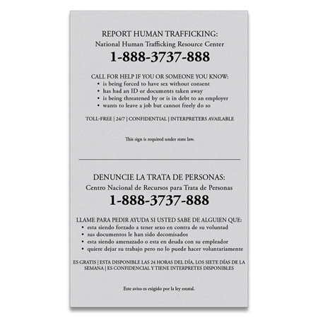 Maryland Code - Human Trafficking Notice - Celtec Material