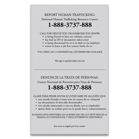 Maryland Code - Human Trafficking Notice - Celtec Material