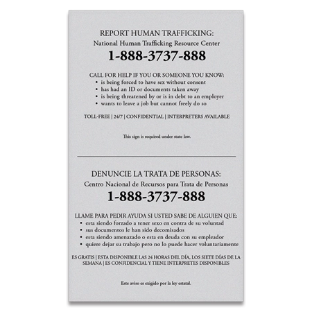 Maryland Large Human Trafficking Notice - Acrylic