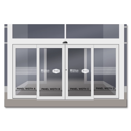 Preferred Layout - Dual Logos w/ Accent - Vinyl Graphics for Entrance 4-Panel Sliding Door