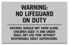 State Pool Sign - No Lifeguard on Duty - Utah Compliant