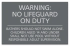 State Pool Sign - No Lifeguard on Duty - Utah Compliant