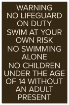 State Pool Sign - No Lifeguard - Virginia Compliant