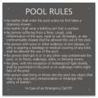 State Pool Sign - Pool Rules - Massachusetts Compliant