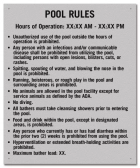State Pool Sign - Pool Rules - Rhode Island