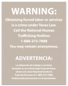 Texas Code - Human Trafficking Notice - (Hilton Select) Acrylic Material