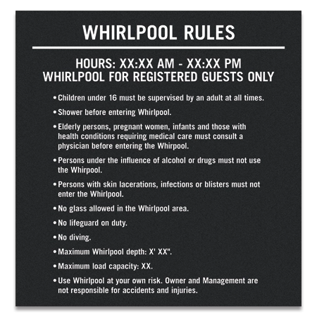 Whirlpool Rules Sign