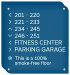 6-Line Directional Sign - 100% Smoke-Free Floor