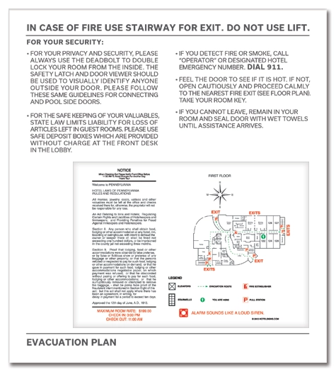 Acrylic Evacuation Plan Holder w/Map - CA Compliant