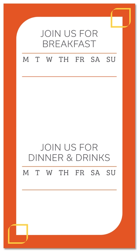 Additional Breakfast, Dinner & DrinksSchedule Insert