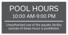 Delaware Pool Hours Sign