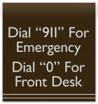 "Emergency Front Desk/Hotel Operator" Sign