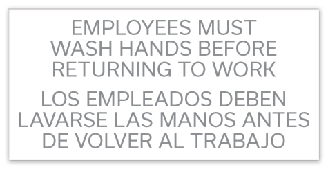 "Employees Must Wash Hands..." with Spanish