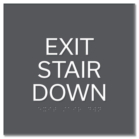"Exit Stair Down" Egress Sign - CA Compliant