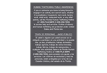 Florida Bilingual Human Trafficking Sign