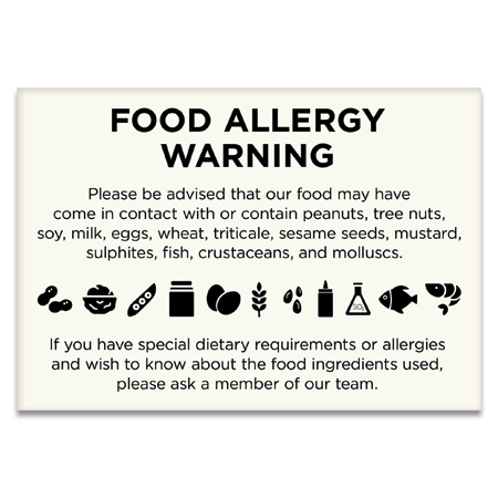 Food Allergy Warning Sign - Canadian Version