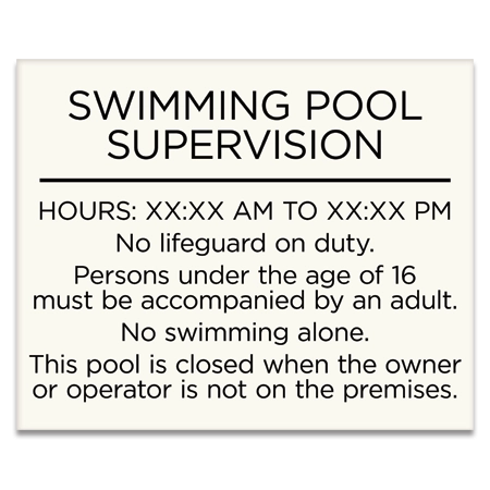 Front Desk Pool Supervision Sign - NJ Compliant