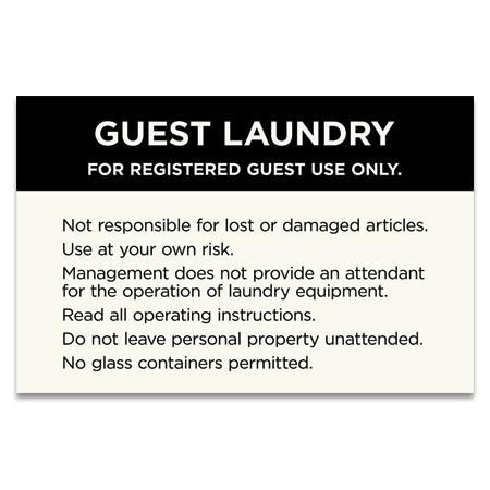 Guest Laundry Sign w/Backplate