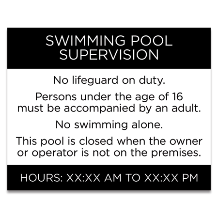 Guest Room Pool Supervision Sign - NJ Compliant