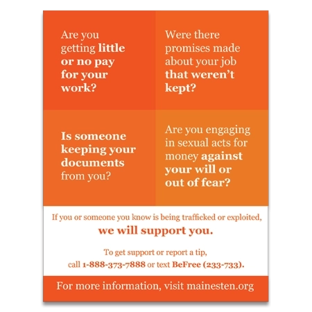 Maine Human Trafficking Lobby Sign - Celtec