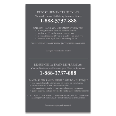 Maryland Large Human Trafficking Notice - Acrylic