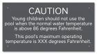 Michigan Pool Temperature Caution Sign