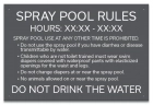 Montana Spray Pool Rules Sign