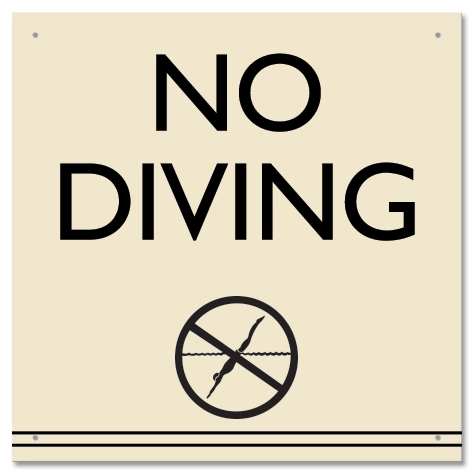 No Diving Sign w/Symbol