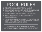 North Carolina Pool Rules and Emergency Phone Sign