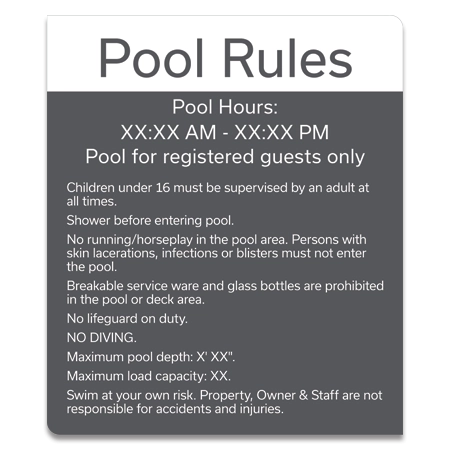 Pool Rules w/Hours (Registered Guests)