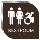 Restroom Sign w/Male, Female & ISA Symbols - New York
