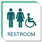 Restroom Sign w/Male, Female & ISA Symbols