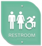 Restroom Sign w/Unisex & Dynamic ISA Symbols