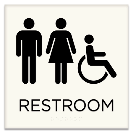 Restroom Sign w/Unisex & ISA Symbols