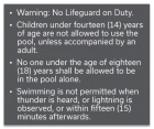 Roanoke, Virginia Pool Rules Sign