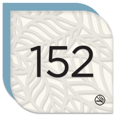 Room Number Sign - 3 Numbers with Pattern - No Smoking