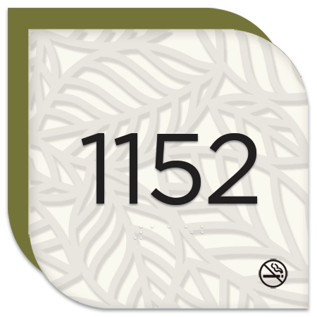 Room Number Sign - 4 Numbers with Pattern - No Smoking