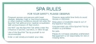 Spa Rules Sign