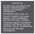 Texas Spa Rules Pool Sign