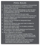 Washington Pool Rules Sign