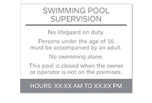standard pool/spa signs